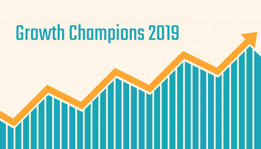 Growth Champions up-trending orange and blue chart