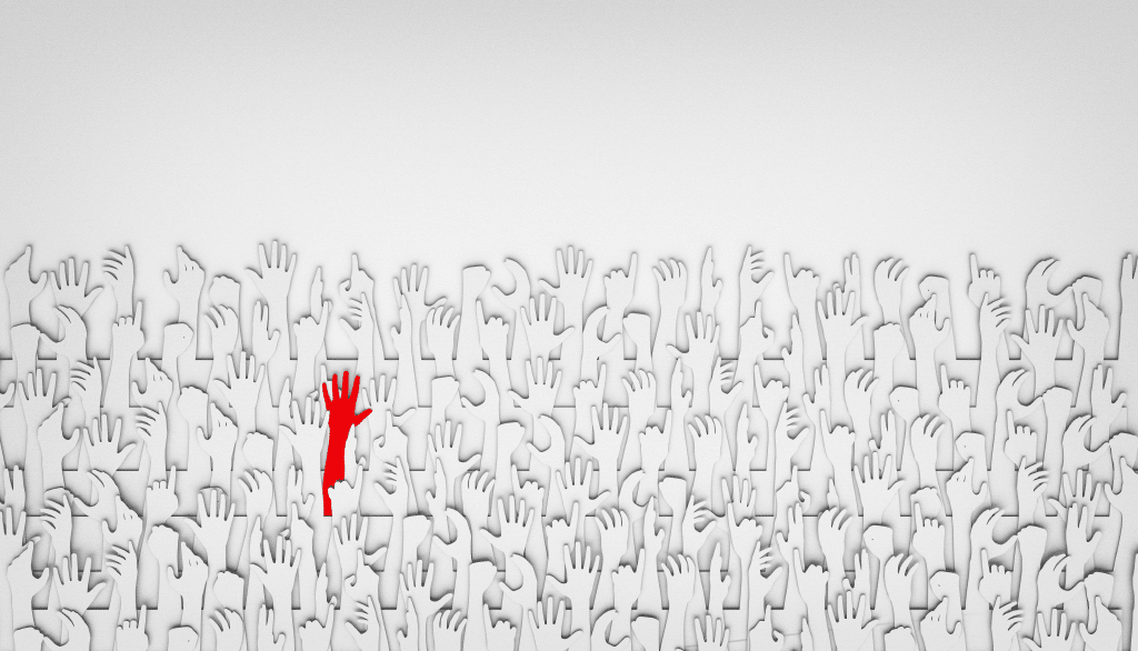 White hands in white background with red hand pop of color featured image