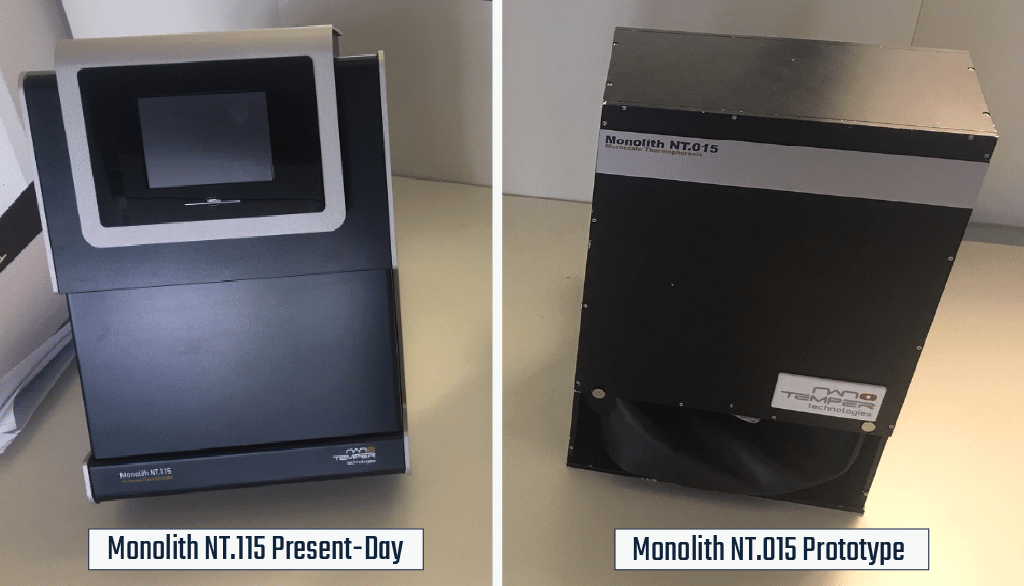 Monolith NT.115 Present Day left image and Monolith NT.015 Prototype right image instruments
