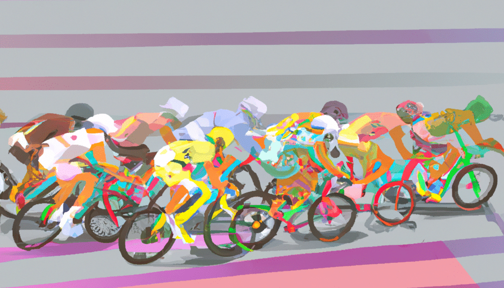bicycle race drawing with vibrant colors that represents the energy in the Targeted Protein Degradation therapeutics space in 2023