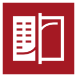 Red icon with white book image