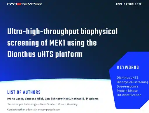 Ultra-high-throughput biophysical screening of MEK1 using the Dianthus uHTS platform